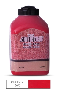 Artdeco Akrilik Boya, 500ml, Çilek Kırmızı 3675 - Artdeco