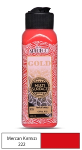 Artdeco Gold Multi-Surface Akrilik Boya, 140ml, Mercan Kırmızı 222 - Artdeco