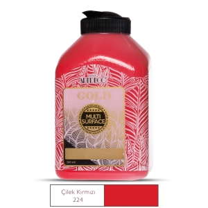 Artdeco Gold Multi-Surface Akrilik Boya, 500ml, Çilek Kırmızı 224 - Artdeco