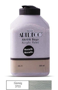 Artdeco Metalik Akrilik Boya, 500ml, Gümüş 3722 - Artdeco