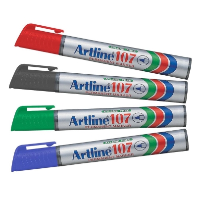 Artline 107 Kalıcı Boya Kalemi, Kırmızı - 2