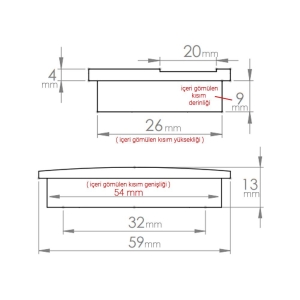 Erkul 1018 Gömme Kulp, Mat Krom, 32 mm - 2