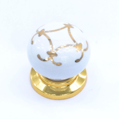 Porselen Düğme Kulp, Altın-Beyaz, 5311R05K22 - 1