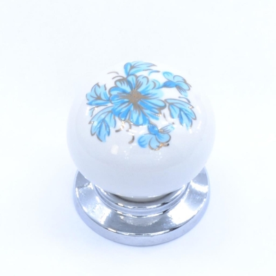 Porselen Düğme Kulp, Krom-Beyaz, 5311R01K18 - 1