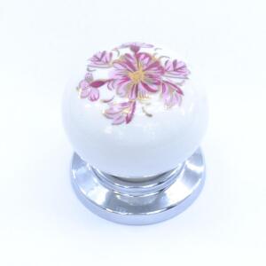 Porselen Düğme Kulp, Krom-Beyaz, 5311R01K19 - ES-AL