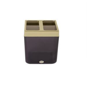 Primanova Toskana Diş Fırçalık, Şeffaf Siyah - Altın Yaldız Çerçeve - Primanova