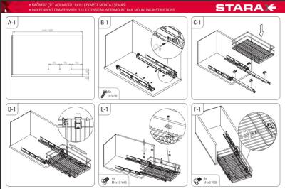 Starax 2334 50 cm Bağımsız Çift Açılım Tandem Raylı Çekmece - 3