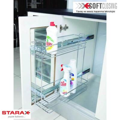 Starax 2481 Yandan Raylı Deterjanlık, Frenli, Ahşap Tablalı - 1