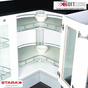 Starax 3/4 Borusuz Ahşap Tablalı Döner Sepet Takımı - Starax