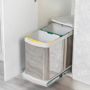 Starax Teleskopik Raylı Paslanmaz Gövde Çöp Kovası 12+12 LT - Starax