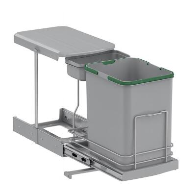 Starax S-2391-G, Teleskopik Raylı, Plastik Gövdeli Çöp Kovası, 16+1 LT, Gri - 1