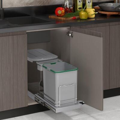 Starax S-2391-G, Teleskopik Raylı, Plastik Gövdeli Çöp Kovası, 16+1 LT, Gri - 2