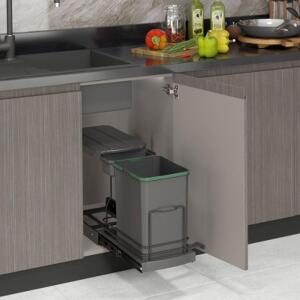 Starax S-2391-A, Teleskopik Raylı, Plastik Gövdeli Çöp Kovası, 16+1 LT, Antrasit - 2