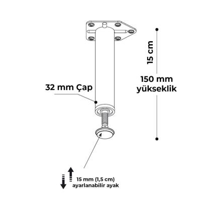 TEMPO 15.173.21 Mobilya Ayağı, 15 cm, Mat Nikel - 2